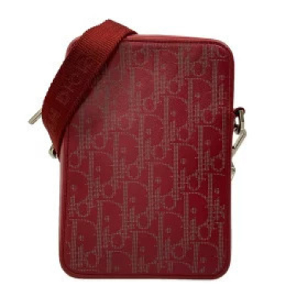 Christian Dior Shoulder Bag Red x Gray Leather